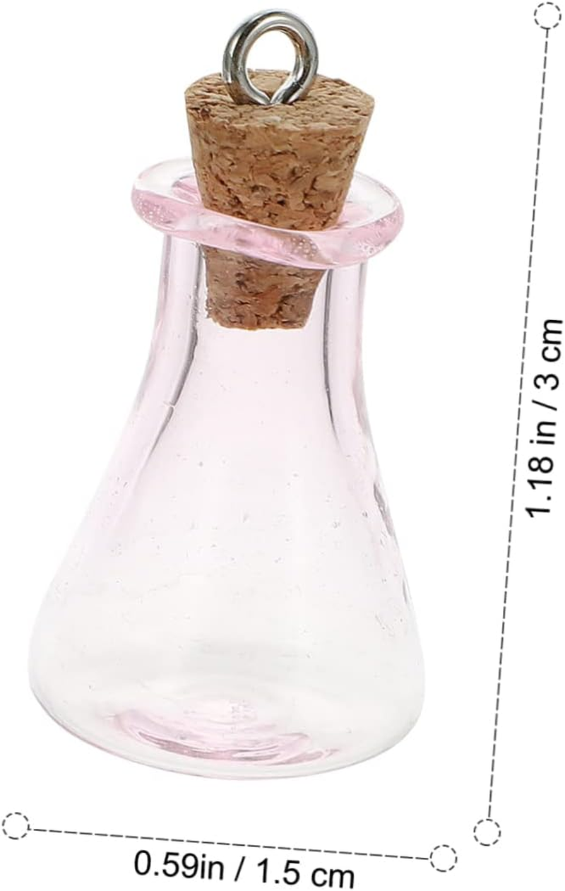 STOBAZA Glass Bottle Pendant Mini Square Drift Bottles Craft Decors for Hanging Ornaments - Pink image number 1