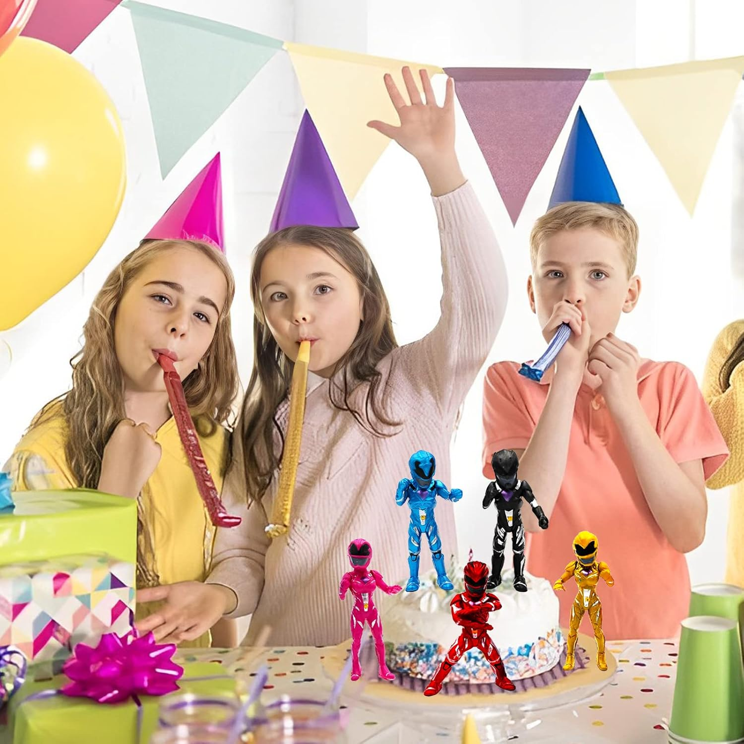 Power Rangers Figures Pack of 5 Power Rangers Cake Toppers Power Rangers Cake Decoration Mini Figures Power Rangers Action Figure Birthday Party Supplies for Children image number 4