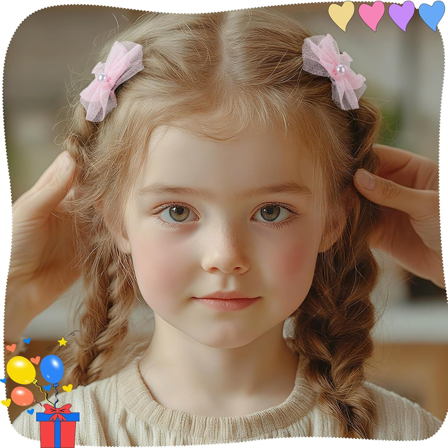 Dusaniyali Pack of 38 Flower Hair Clips Girls - Cute Hair Clips Set Baby Hair Bows with Flowers, Bows for Baby and Children, Pink Hair Accessories for Girls image number 2