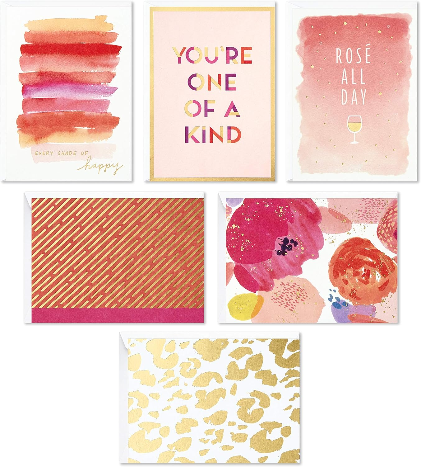 Hallmark Pack of 24 Assorted Blank Cards, Modern Pink and Gold Foil