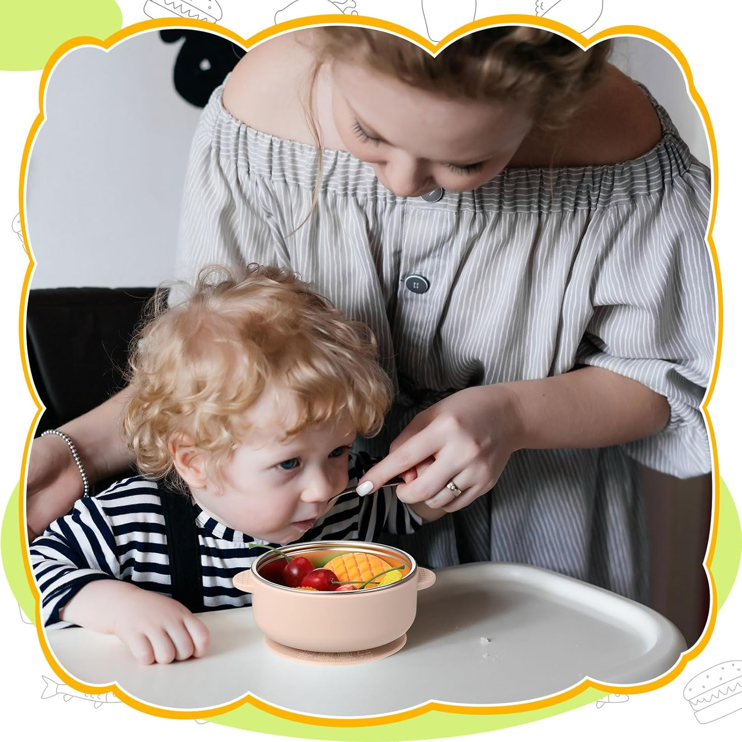 Nuogo 6 Pcs Stainless Steel Baby Bowls with Removable Silicone Shell 304 Toddler Bowls Kids anti Scald Snack Container for Food Feeding, Dishwasher Safe(Vivid Color,Suction-A) image number 3