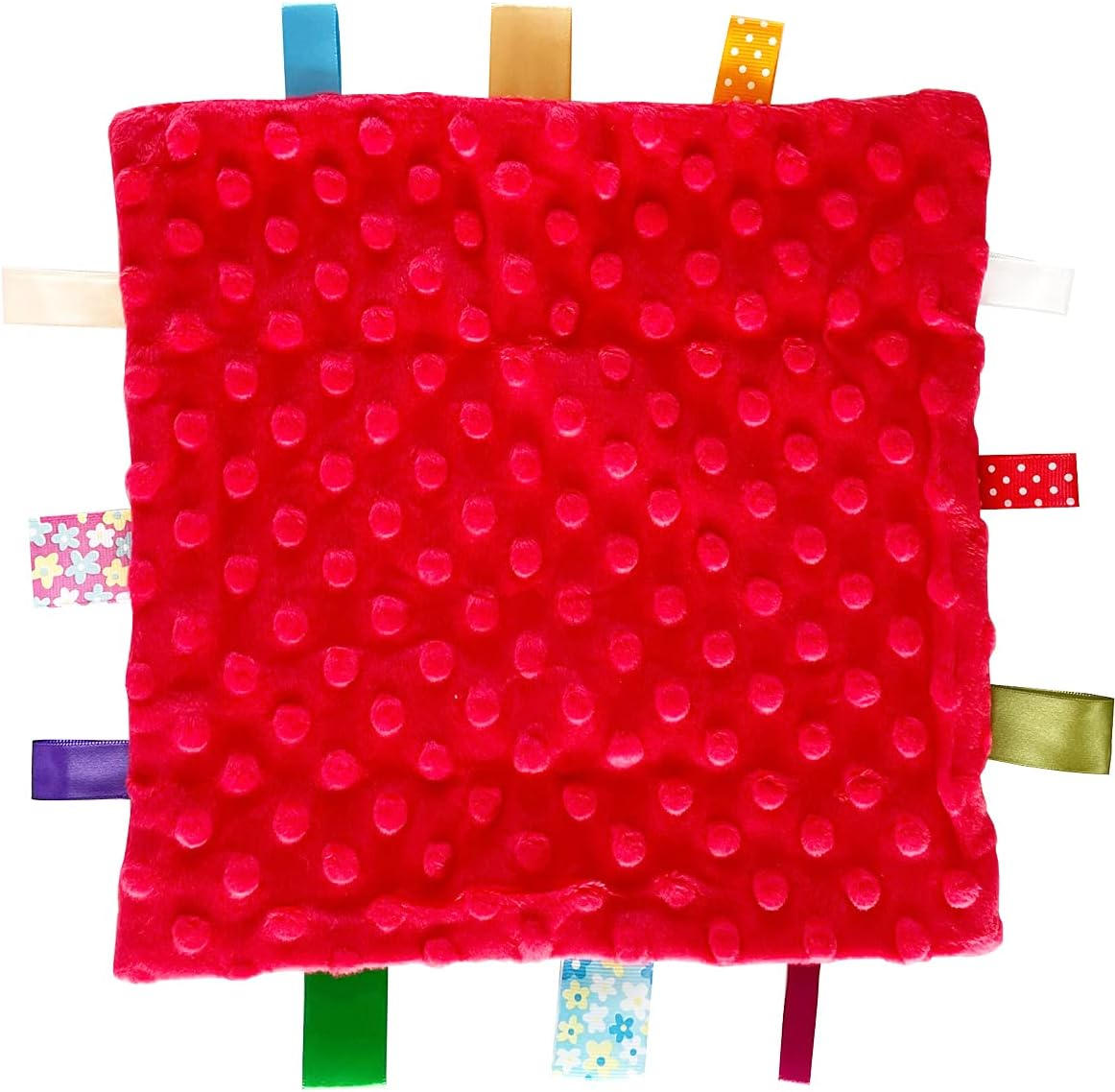 1 PC Red Dinosaur Baby Tag Blanket, Cute Label Blanket, Small Tags Security Blanket for Kids Toddlers Gift(9.84X9.84Inch)