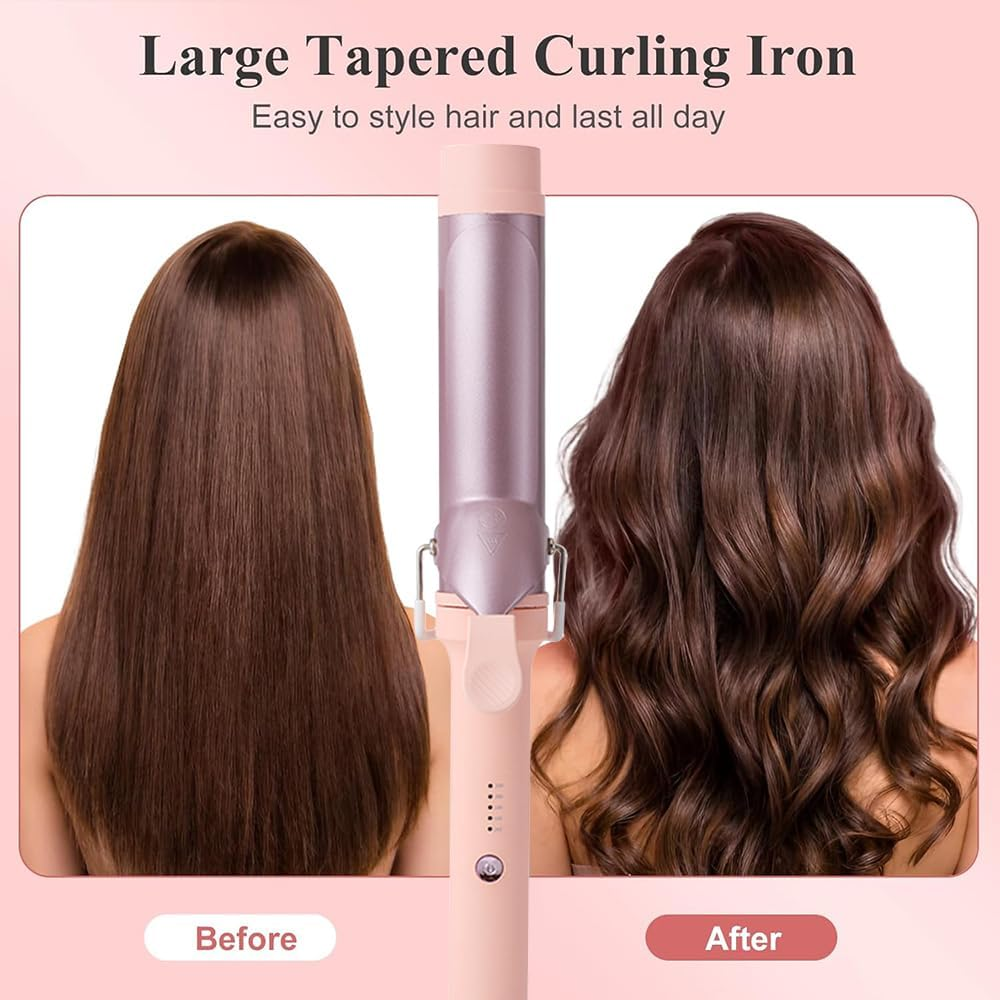 Frafuo Hair Curling Wand-40Mm Wave Hair Curler-5 Temperature Adjustable Temperature Ceramic Crimper Hair Curling Iron for Short/Medium/Long Hair-Wave Curling Iron for 50 Mins Auto-Off, Pink-Purple image number 3