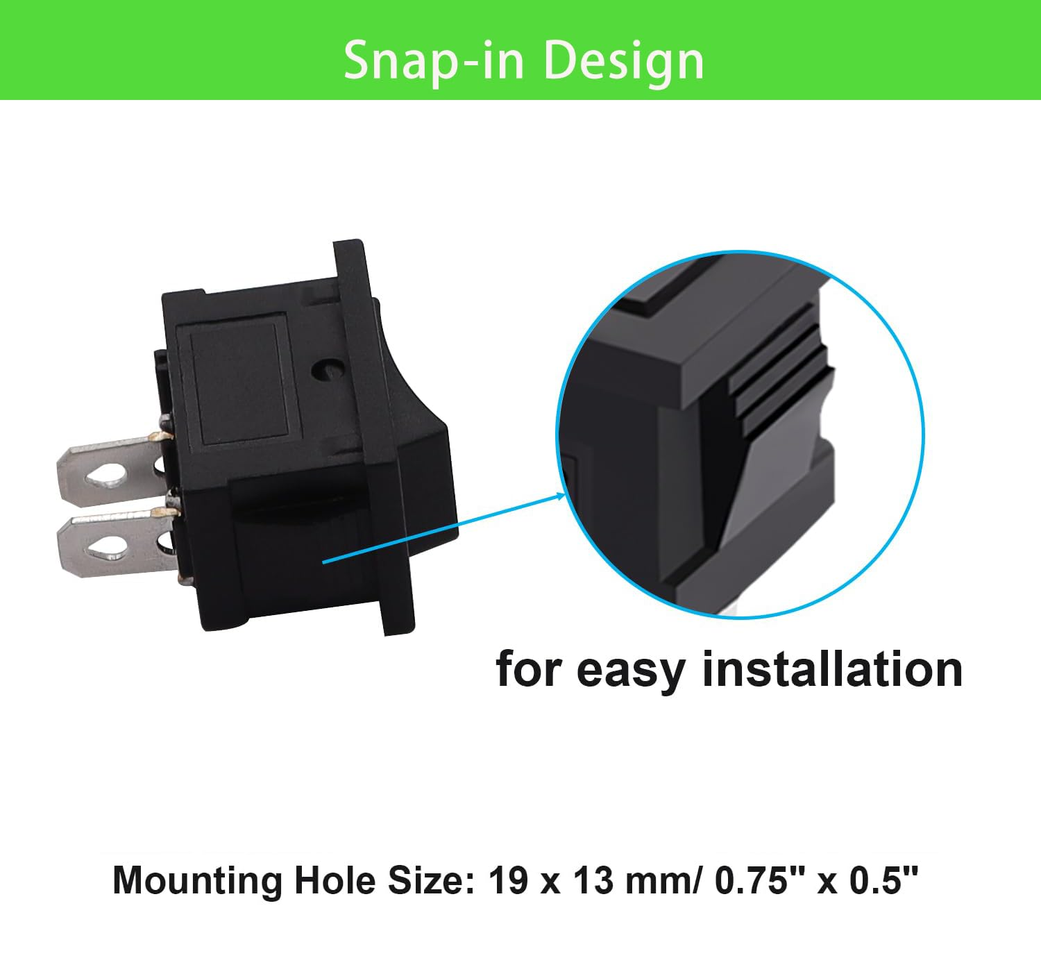 12V Rocker Switch On/Off 2 Pin 2 Position SPST Car Auto Boat Rocker Toggle Switch AC 6A/250V 10A/125V KCD1-101 10 Pcs image number 2