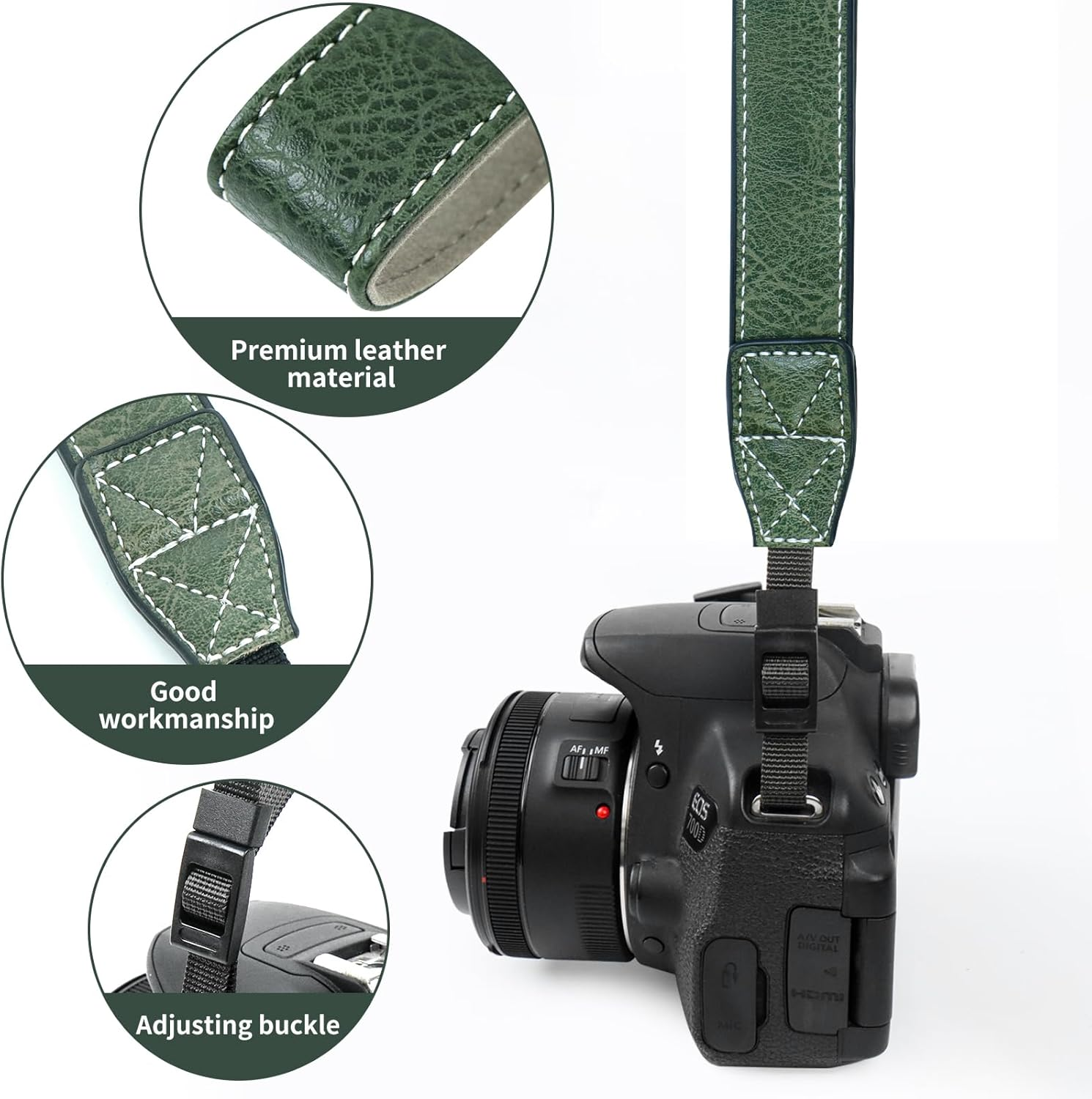 Camera Hand Strap, Adjustable Camera Strap, Universal Camera Strap, Leather Camera Strap, Hand Strap, Camera Accessory for Most Cameras Such as Sony, Canon, Nikon, Fuji (Brown and Green, Pack of 2), image number 5