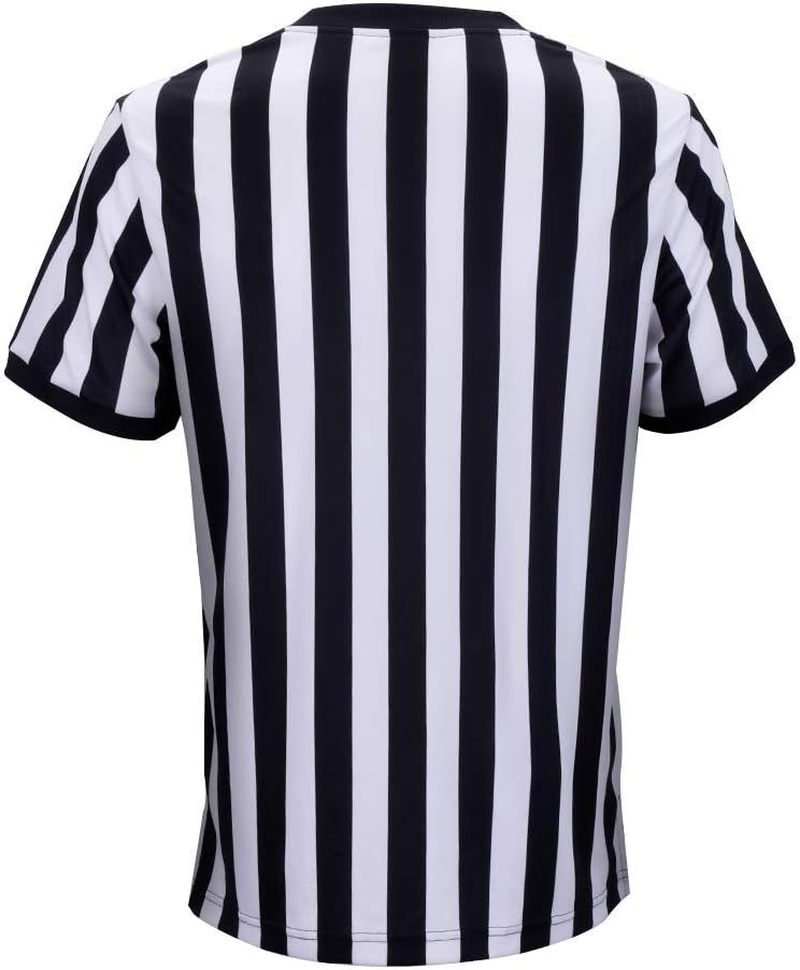 Allentian Men'S Official Black & White Stripe Referee/Umpire Jersey &ndash; Pro-Style V-Neck Referee Uniform, Great for Basketball, Football, Soccer image number 6