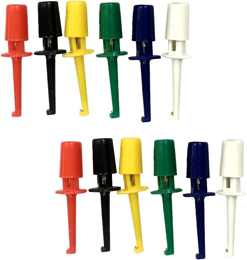 Blesiya 12PCS Color Test Hook Clip Grabbers Test Probe SMD IC Service for Multimeter image number 1