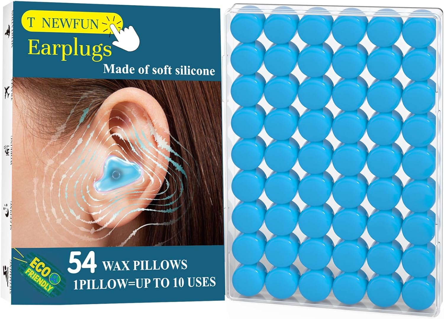 Ear Plugs for Sleeping Swimming, 54 Pair Reusable Silicone Moldable Noise Cancelling Earplugs for Shooting Range, Swimmers, Snoring, Concerts, Airplanes, Travel, Work, Studying image number 4