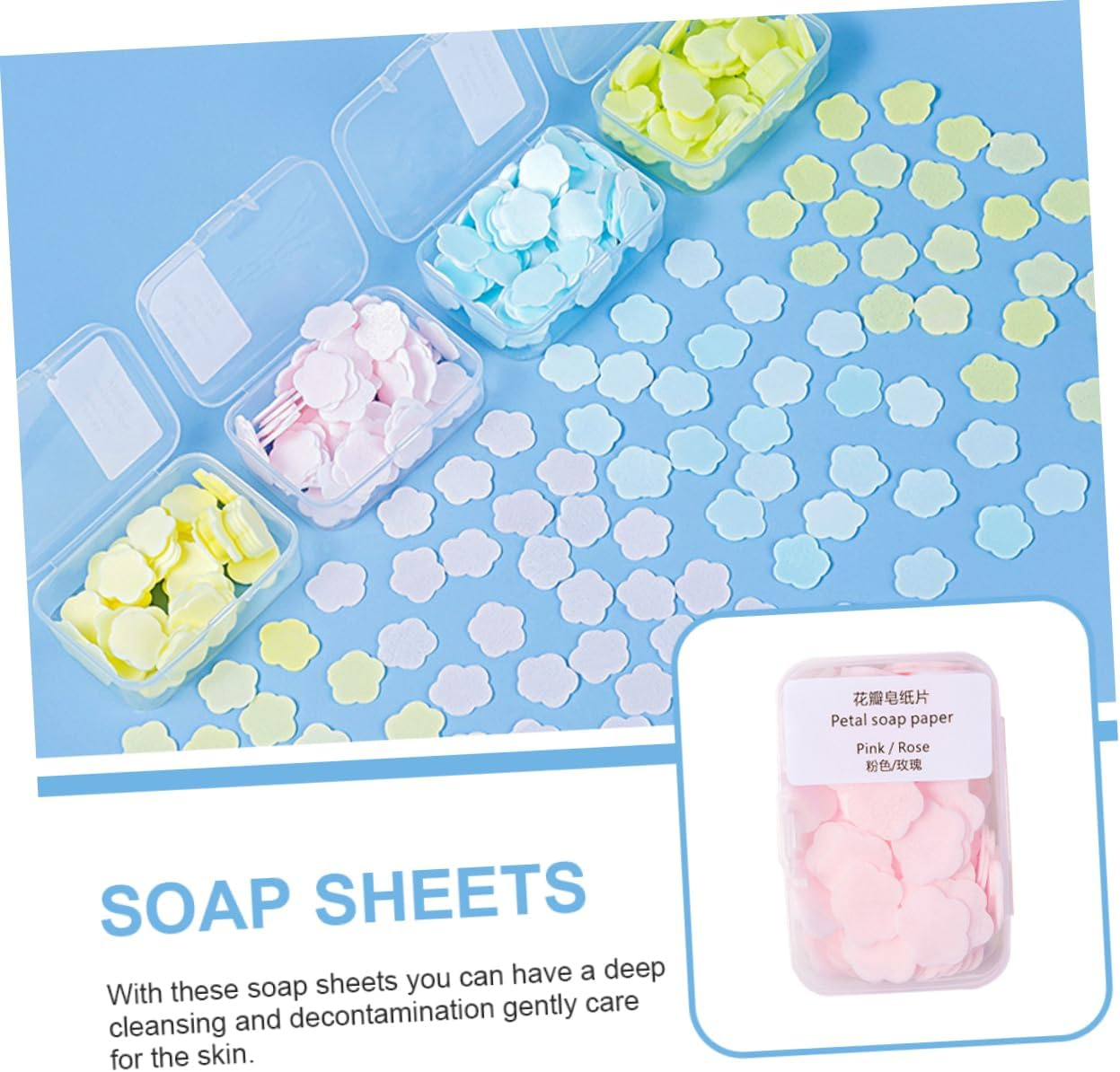 GRIRIW Portable Soap Paper Sheets 16 Boxes of Disposable Hand Soap Flakes in Lemon Milk Rose and Jasmine Scents Travel-Friendly Hand Washing Solution for Outdoor and On-The-Go Use image number 2