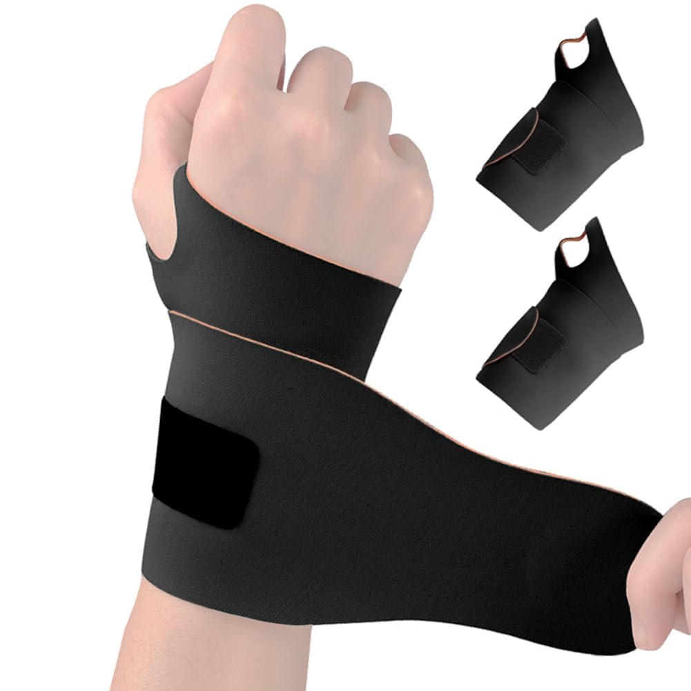 2Pcs Wrist Support Brace, Wrist Support for Carpal Tunnel Pain Relief, Wrist Brace, Ultra-Thin Elastic for Tear, Wrist Wraps Repetitive Wrist Use Injury, Fits Both Wrists (Black)