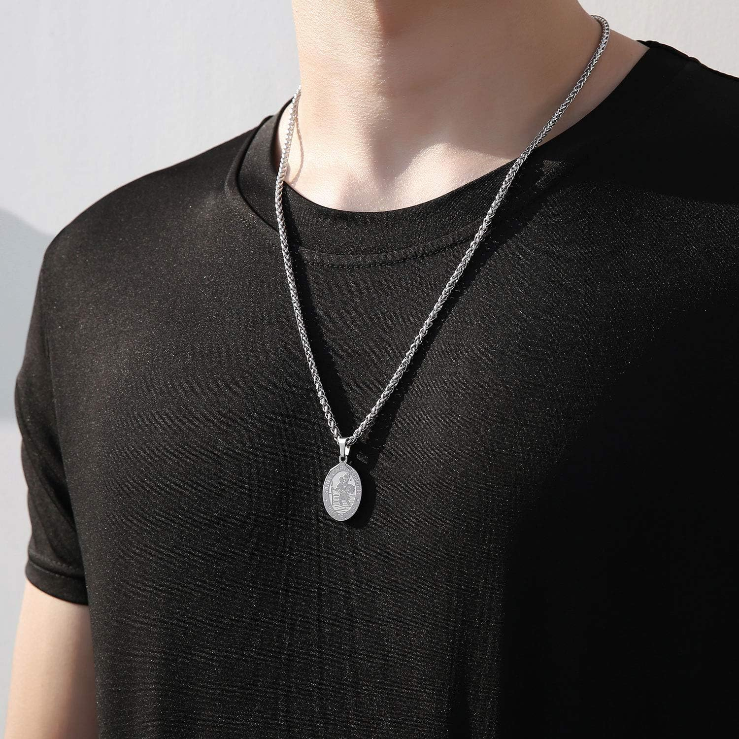 ZAULER Saint St Michael/Christopher/Jude/Benedict/Virgin Mary Medal Necklace for Men Women 24 in Religious Gifts