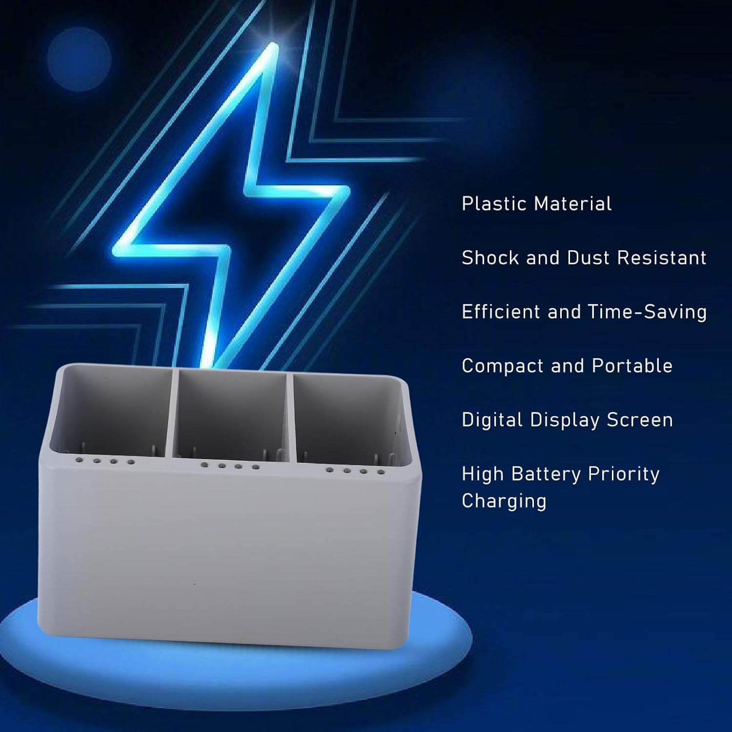 Charging Hub for Mini3/3 Pro/4 Pro, 3 Way Drone PD Battery Charger Station with Digital Display, with 1*USB +1*Type C Cable, No Battery image number 6