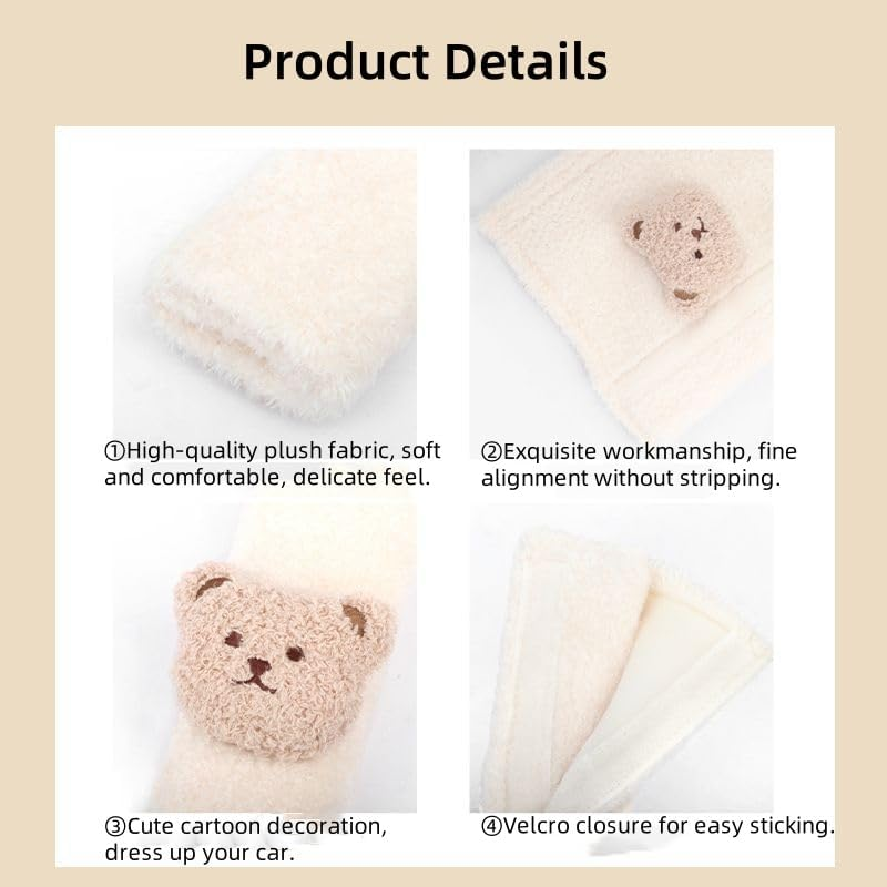 2Pcs Car Seat Shoulder Strap Pads, Seat Belt Cover Pad with Cute Bear Seat Belt Cushion for Adults/Women More Comfortable Driving, Universal Car Seat Strap Covers for Bag Backpack Strap image number 1