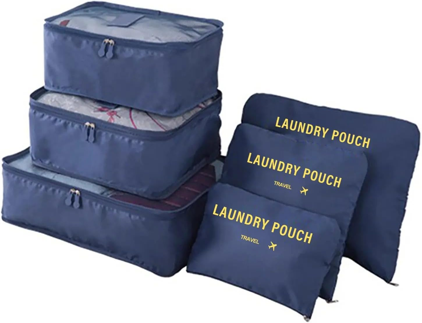 6PCS Travel Luggage Organiser Clothes Storage Pouch Suitcase Packing Bags (Sky)
