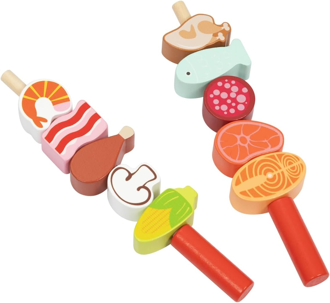 Tooky Toy TJ454 Grill Play Set: Quality Pretend Play Wooden Set Great for Travel for Ages 3+ image number 2