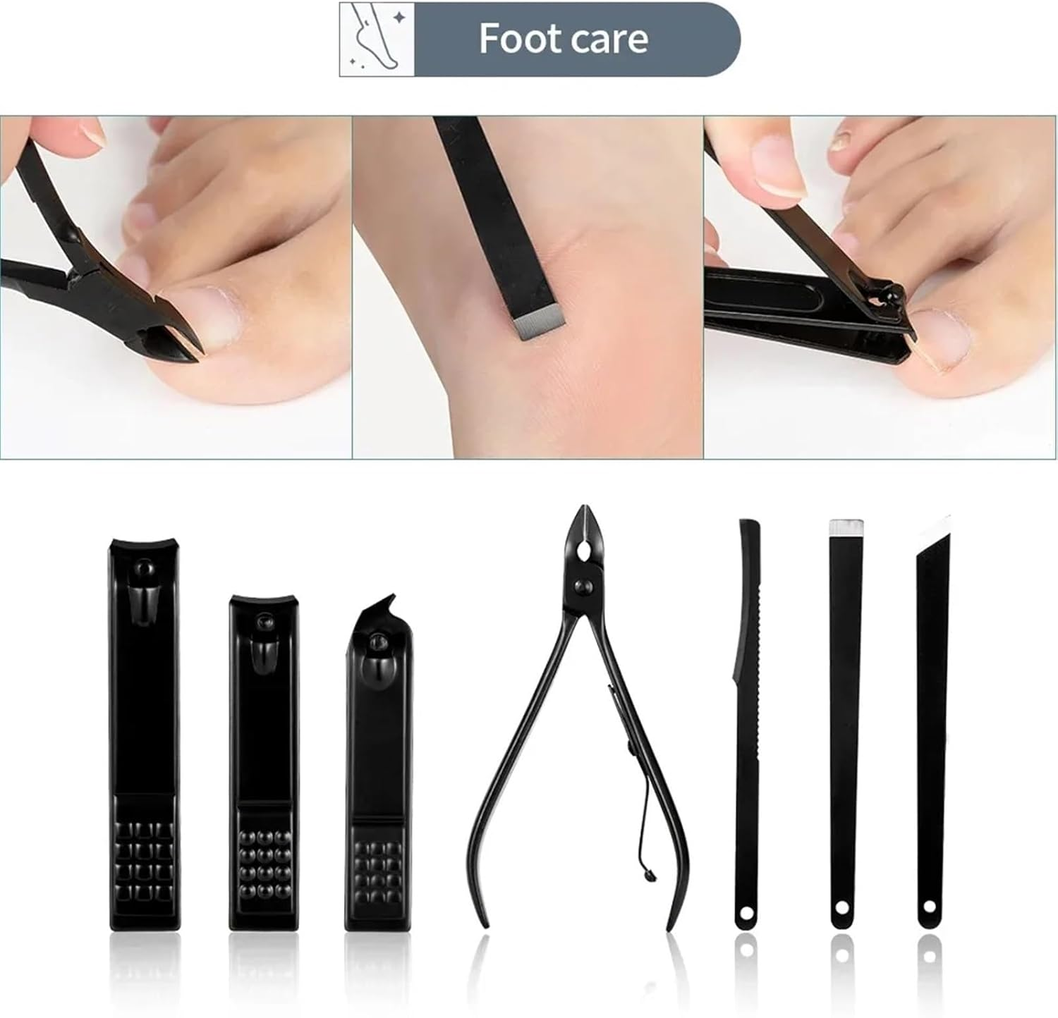 Tools Stainless Steel Nail Clipper Cutter Trimmer Earpick Grooming Kit Manicure Pedicure Scissor Tweezer Nail Tools Set with Black Tra Professional image number 5