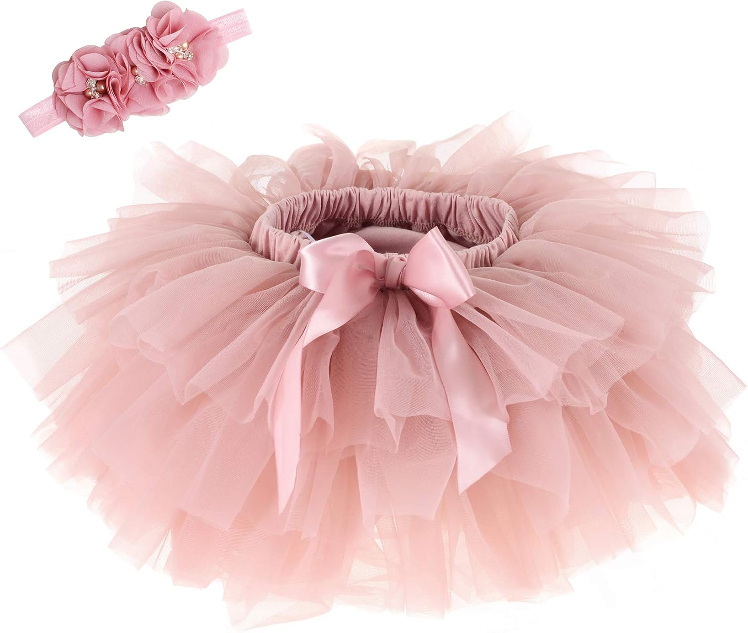 Baby Girls Tutu Skirt Headband Set Toddler Ruffle Tulle Diaper Covers 6-24 Months