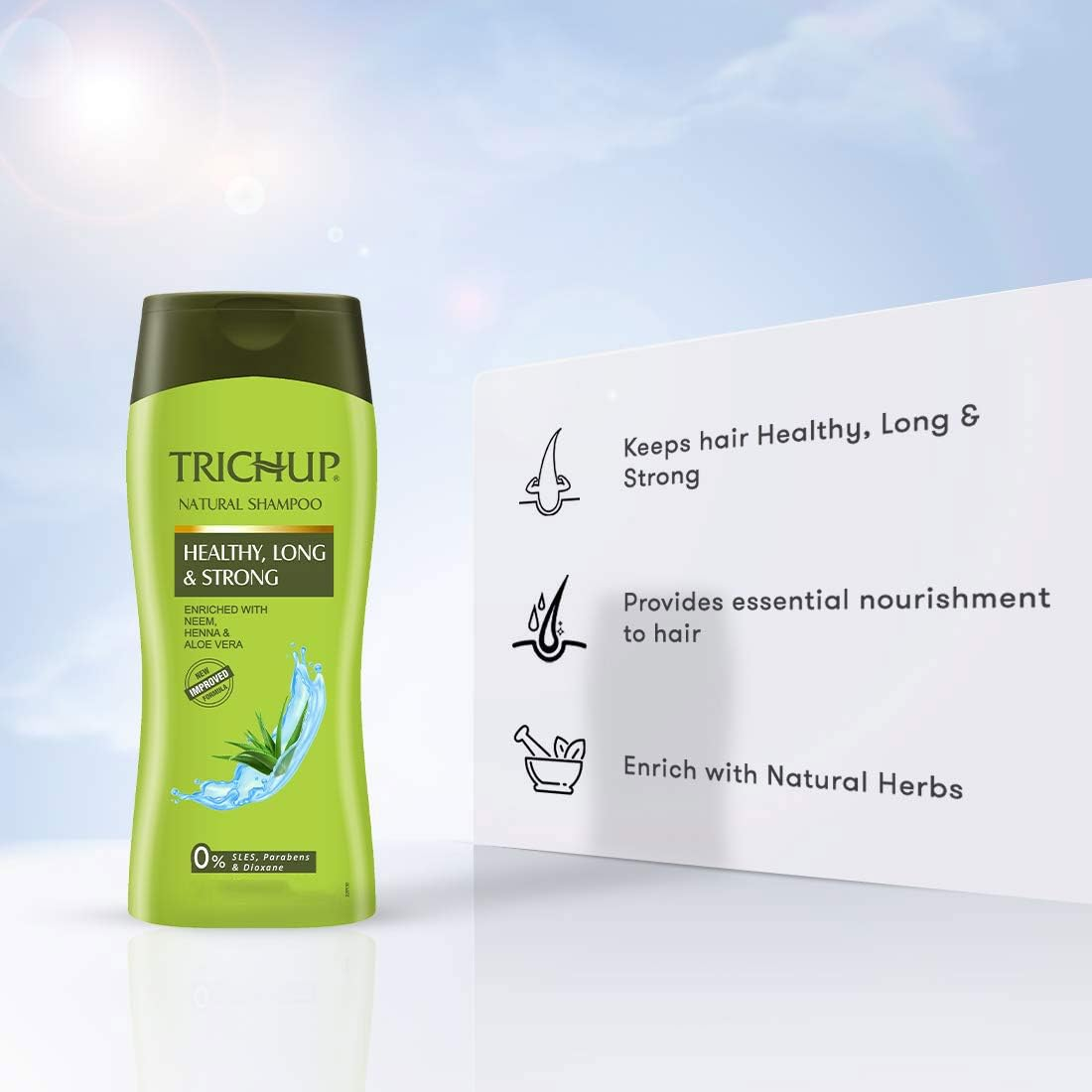 Trichup Natural Shampoo Healthy, Long & Strong Shampoo - Enriched with Neem, Henna & Aloevera - 400Ml (13.52 Fl.Oz) image number 3