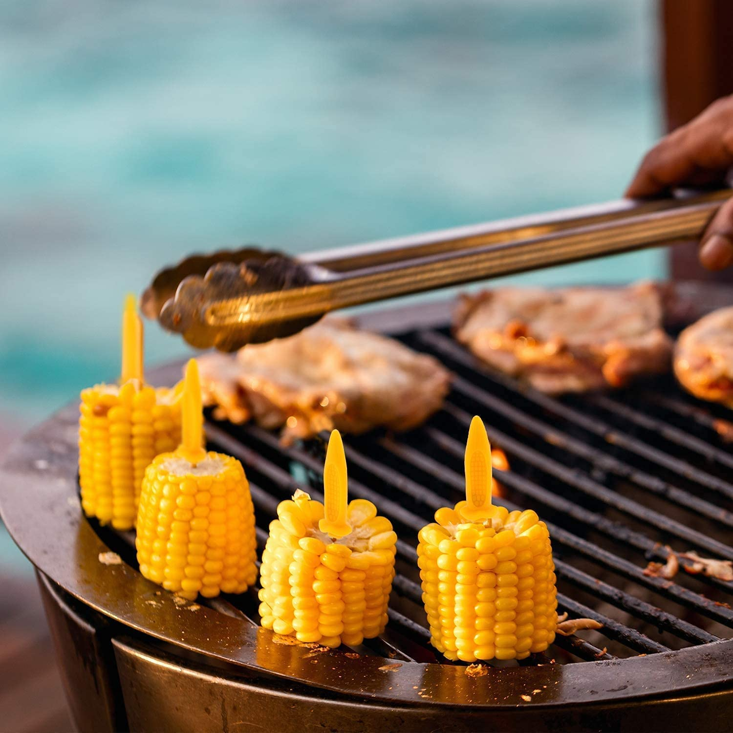Corn Holders 50 Pieces Stainless Steel Corn on the Cob Holders Skewers with Storage Box for Outdoor BBQ Cooking image number 2
