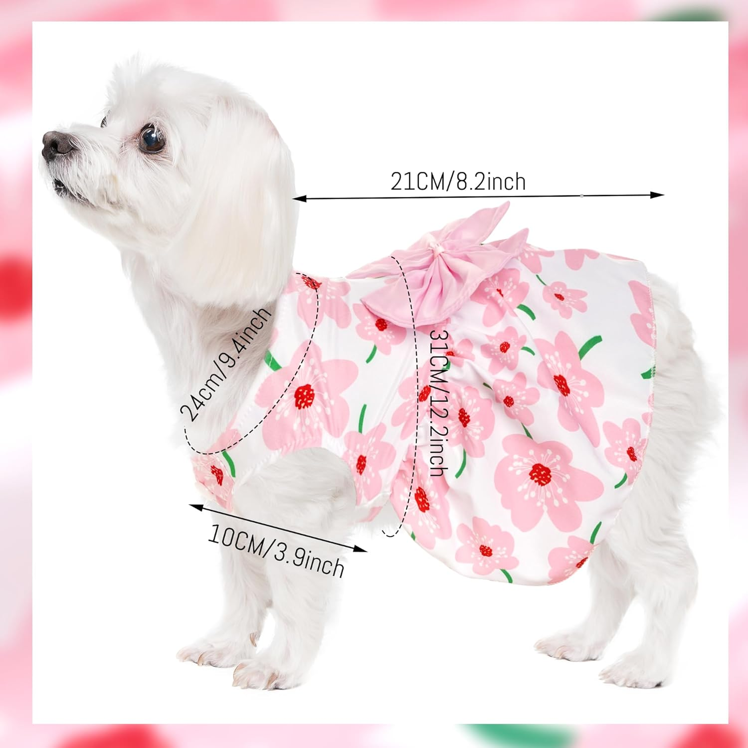 Choyaxo Floral Dog Dress Cute Dog Skirt Pet Dress Summer Pet Clothes for Puppy Small Cats image number 1