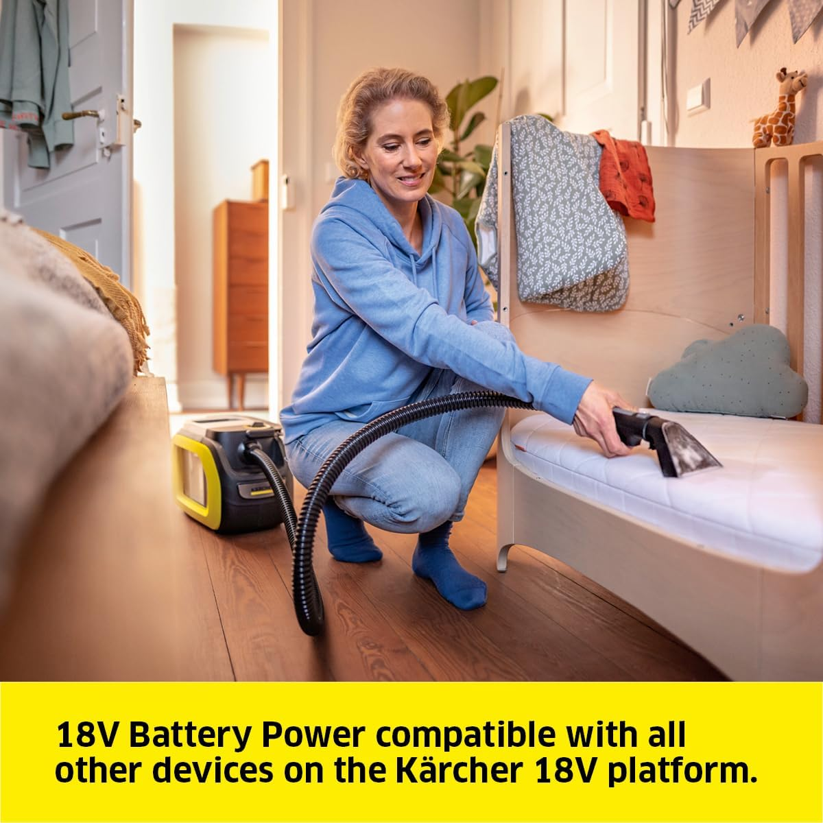 K&Auml;RCHER Spot Cleaner SE 3-18 Portable Battery Powered, Removes Tough Stains, Perfect for Cars, Carpets, Upholstery, Pet Stains, 18V 2.5AH Battery image number 4