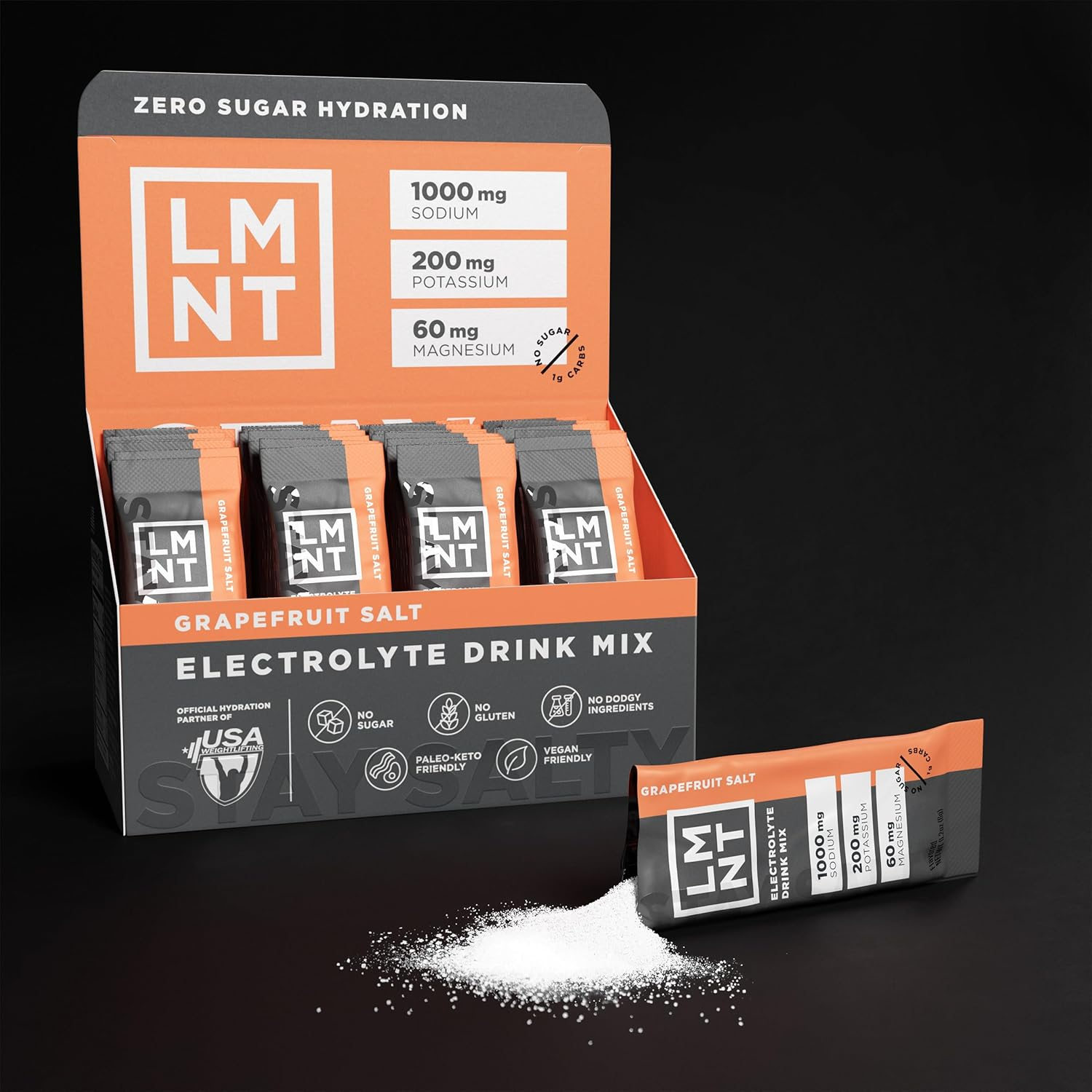 LMNT Zero Sugar Electrolytes - Grapefruit Salt | Drink Mix | 30-Count image number 4