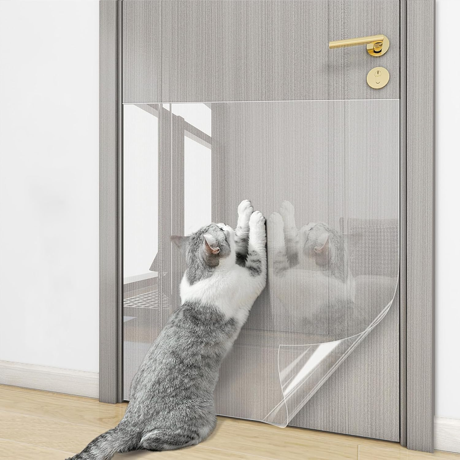 Wall Protection Film, Self-Adhesive, 40 Cm X 200 Cm, Elephant Skin, Electrostatic, Transparent Self-Adhesive Cat Furniture Protection, Splash Guard Wall for Kitchen, Furniture, Office (40 Cm X 2 M) image number 2