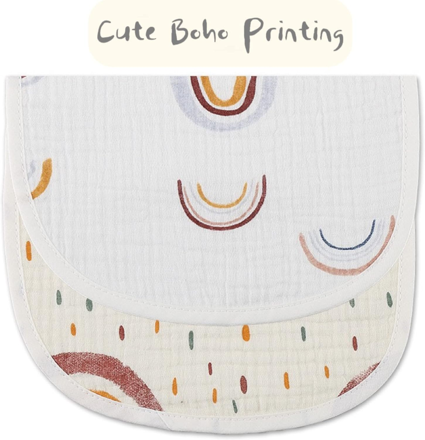 Organic Muslin Bibs, Baby Drool Bibs for Girls Boys, Soft Lap-Shoulder Waterproof Snap Bibs for Teething image number 4
