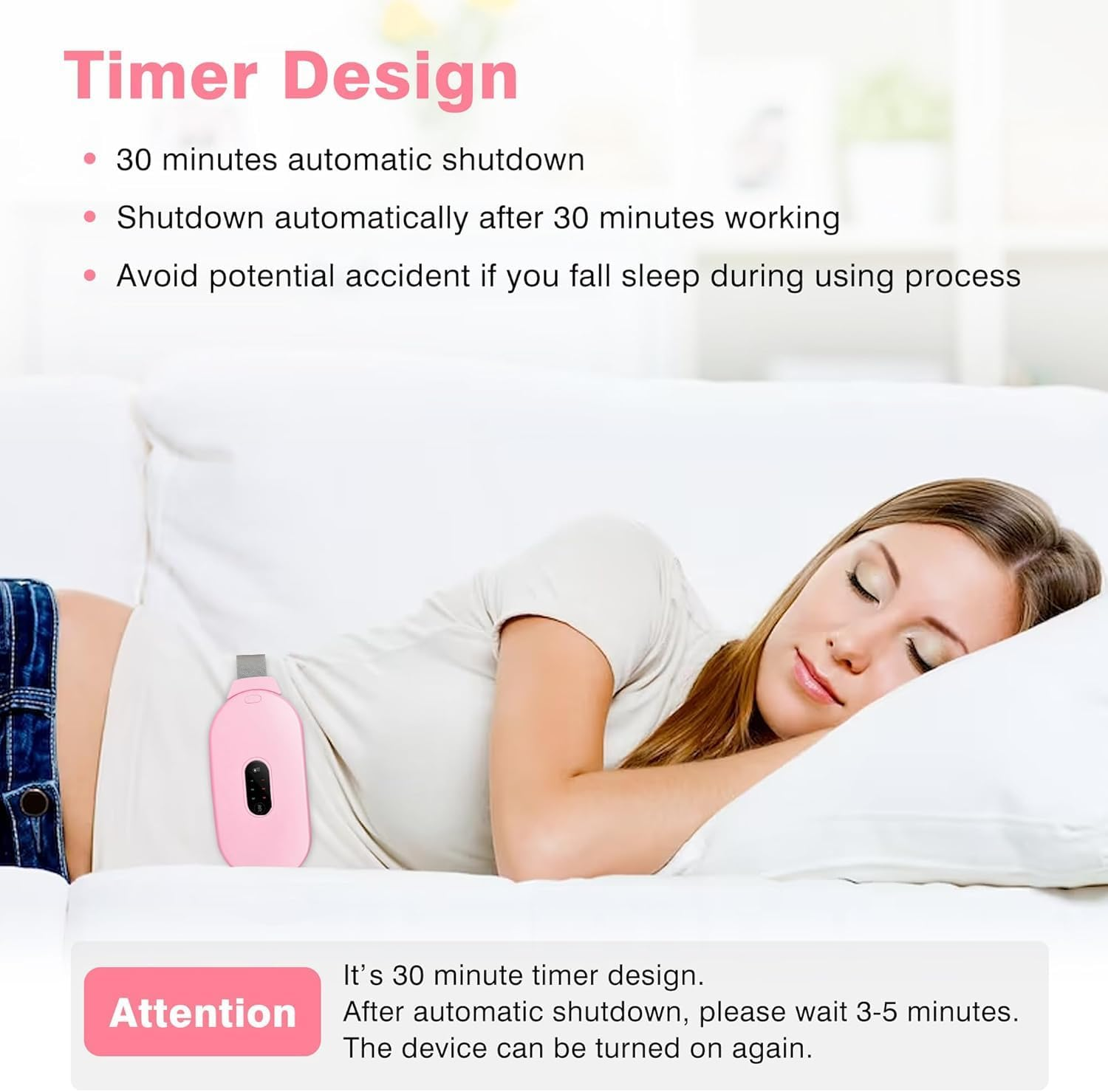 Heating Pads, Period Cramp Massager Portable Cordless Heating Pad with 6 Heat Levels and 6 Massage Modes for Back Pain Relief Menstrual Heating Pad (Pink) image number 1