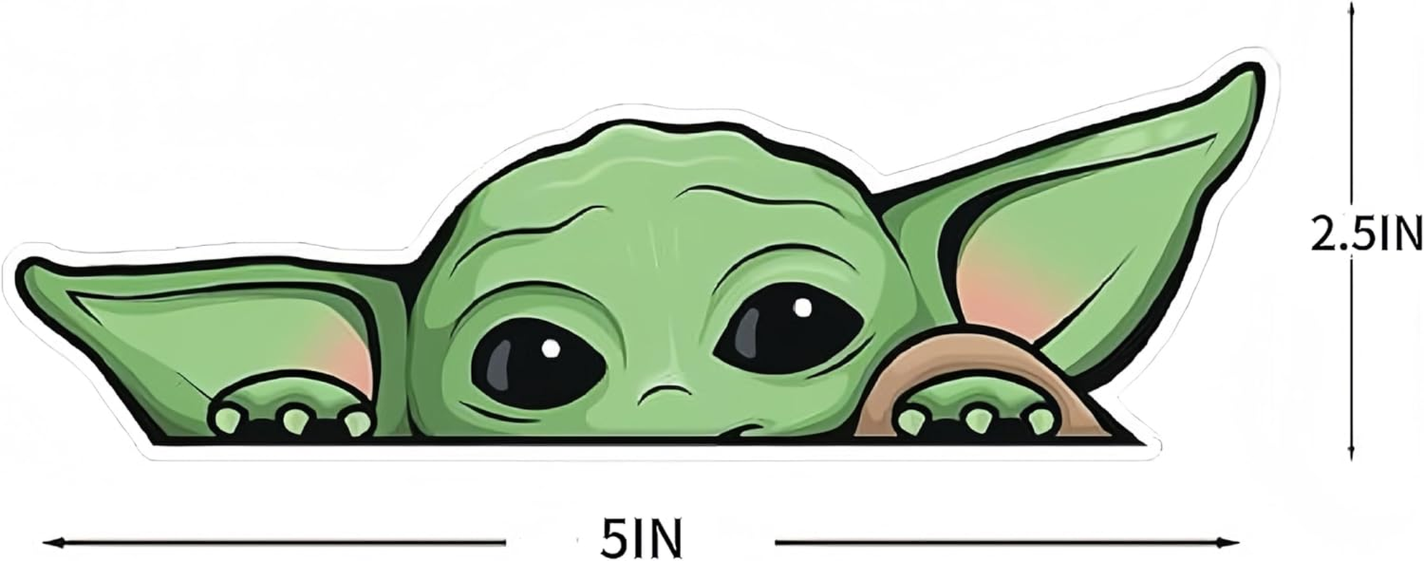 2 Pack - Peeking Baby Yoda Vinyl Decal Sticker for Cars | Trucks | Vans | Suvs | Walls | Windows | Laptops | Notebooks | Cups | Bottles | Size: 5" X 2.5" | H&S image number 1