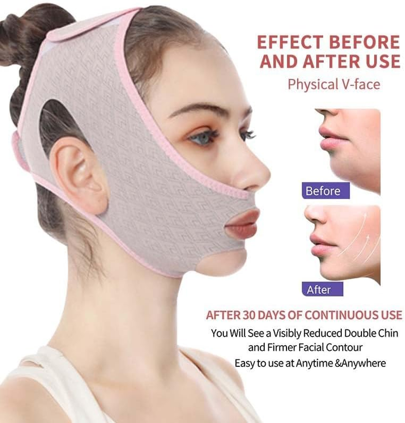 LGLAU Beauty Face Contouring Sleeping Mask Chin Reducer,Reusable V Line Lifting Mask,V Line Shaping Facial Masks,Slimming Face Strap Masks Anti-Aging and Anti-Wrinkle Band,Chin up Mask Face (Pink) image number 4
