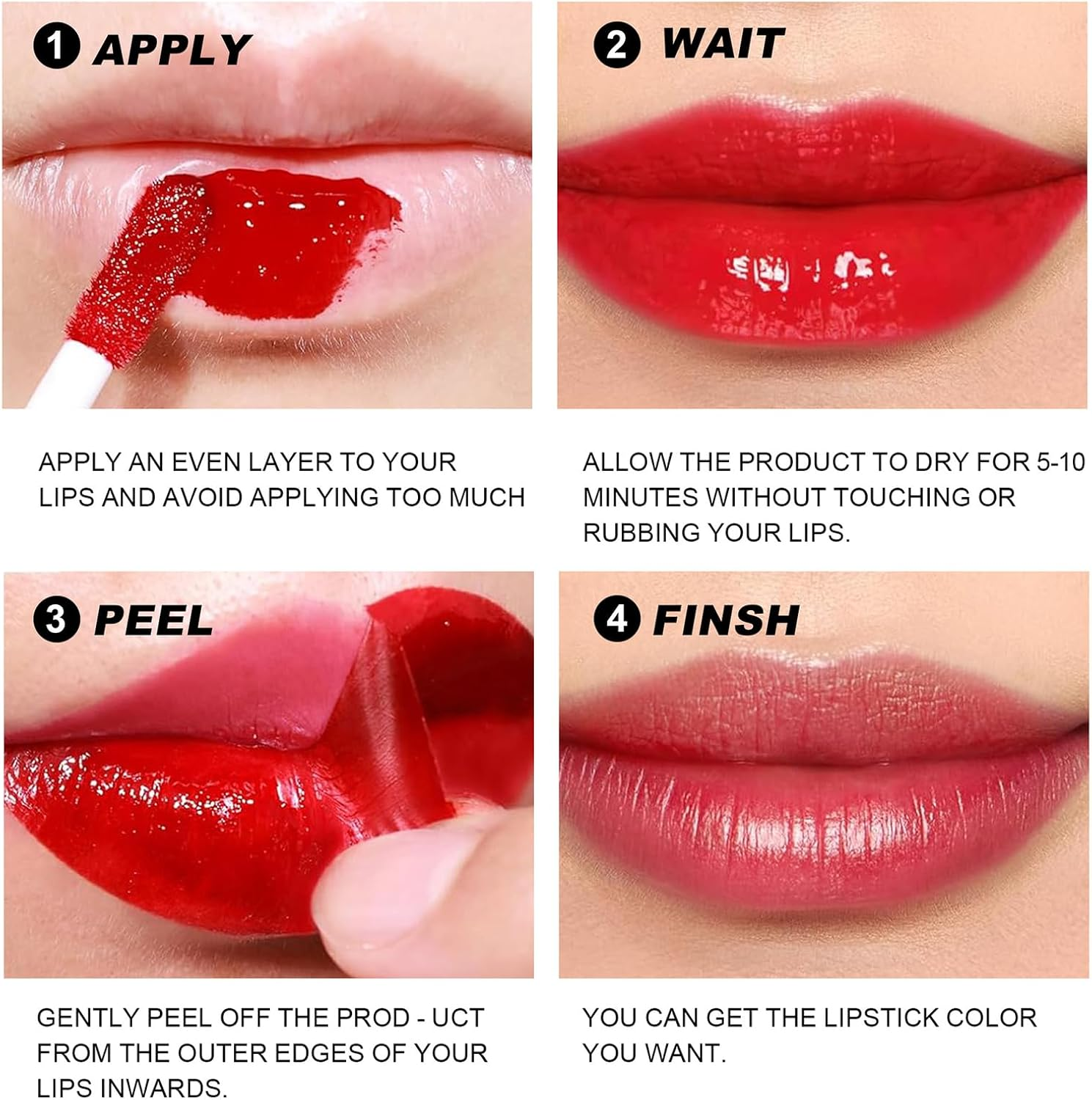 Dynaeuty 6 Pcs Peel off Lip Stain Lip Tint Set Long Lasting Waterproof Non Stick Cup Non Fade Liquid Lipstick Set, Magic Color Lip Oil Set for Women #D