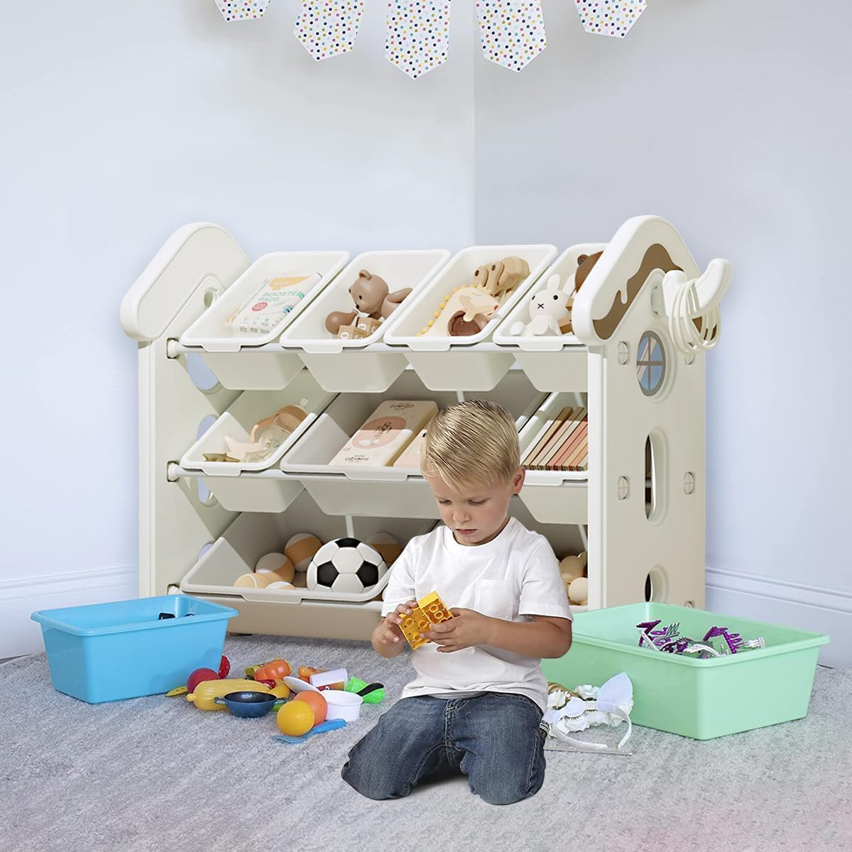 Toy Organizers,Kids Storage Organizer for Toys, Toddler Bedroom Furniture for Toys (White, 97 X 40 X 89 Cm)