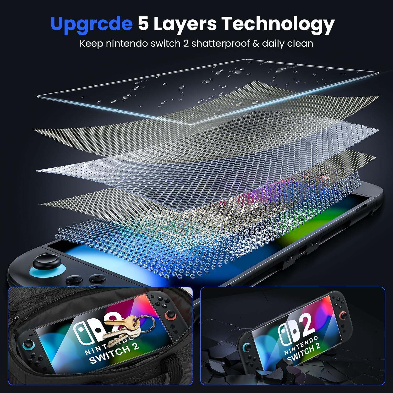 WSKEN for Nintendo Switch 2 Screen Protector - Shatterproof Tempered Glass with Auto-Dust Removal, Zero Bubbles Auto-Alignment, Anti-Scratch Glass Film for Switch 2 (2025) Accessories, 2 PCS