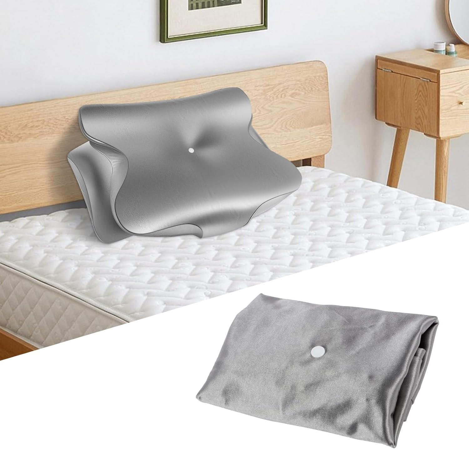 Djapwpx-Contour Pillow Case Cover with Zipper, Smooth Contour Pillowcase, Soft Cervical Neck Pillow Cover, Comfortable Pillow Covers, Machine Washable for Pillows Home image number 6