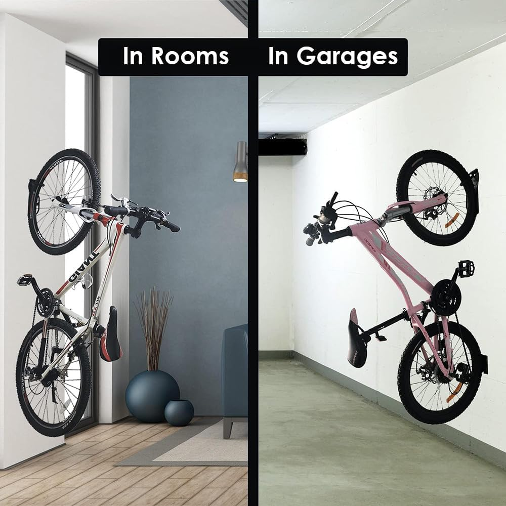 4-Pack Bike Rack, Garage Wall Mount Bike Hanger Storage System, Vertical Bike Hook for Indoor Shed, Easily Hang and Detach, Holds up to 30Kg image number 6