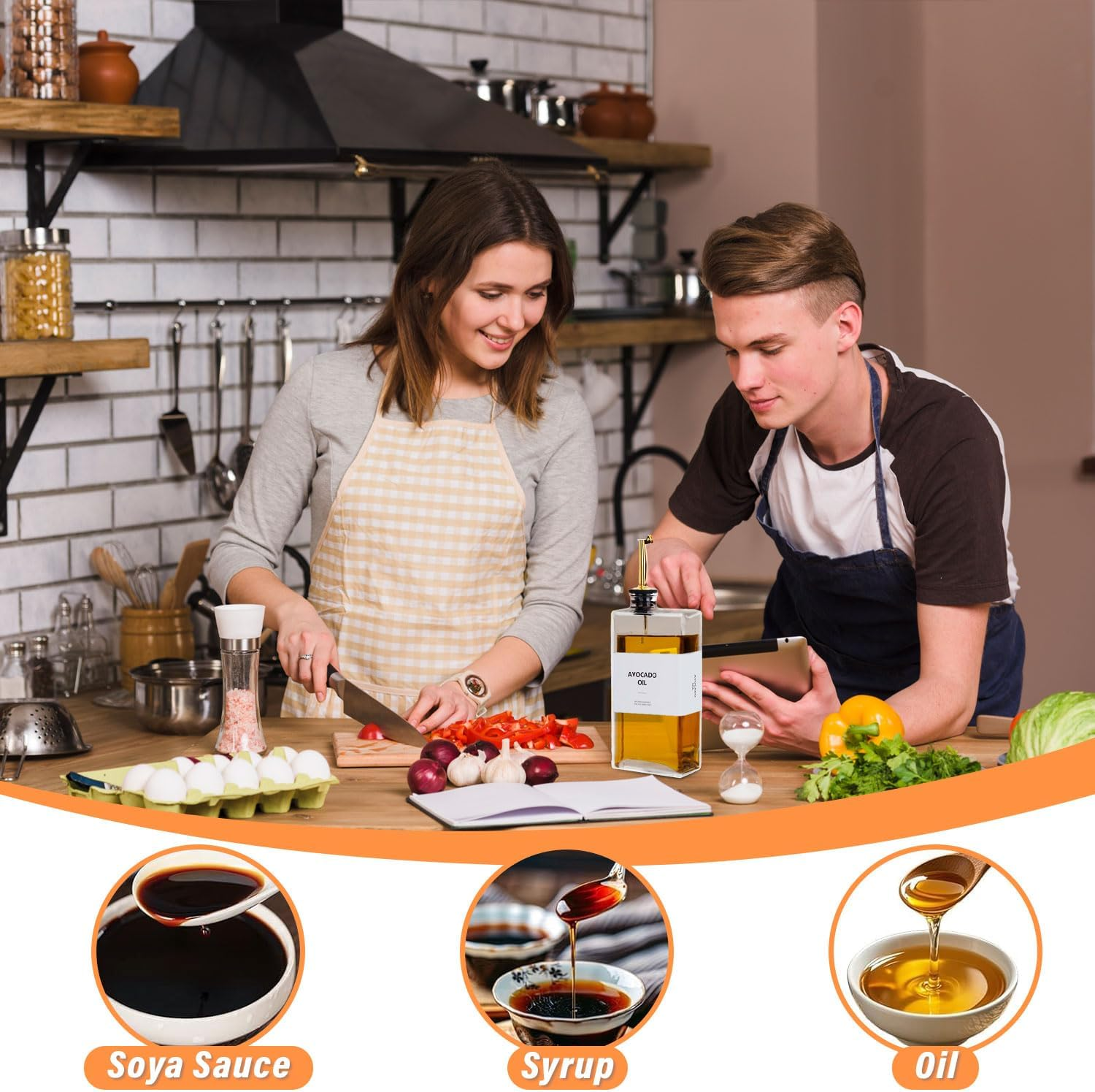 4 Pcs Olive Oil Dispenser, 500Ml/16.9 Oz Oil Bottle, Sauce Bottle, Coffee Syrup Dispenser, Includes 1 Silicone Funnel, 36 Labels, 1 Cleaning Brush (Gold)