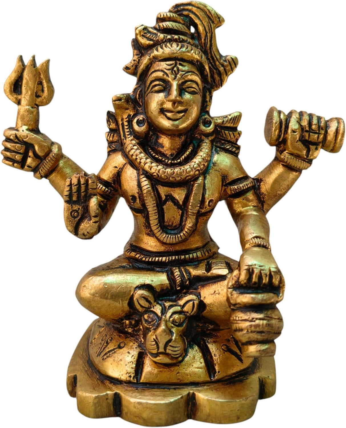 Brass Shiv Panchayat Idol 3" Inch | Shiva Lingam with Nandi, Parvati, Ganesh & Kartikeya | Shiv Parivar Statue | Bholenath Family Murti for Home Temple, Puja, Diwali Decor & Spiritual Gift