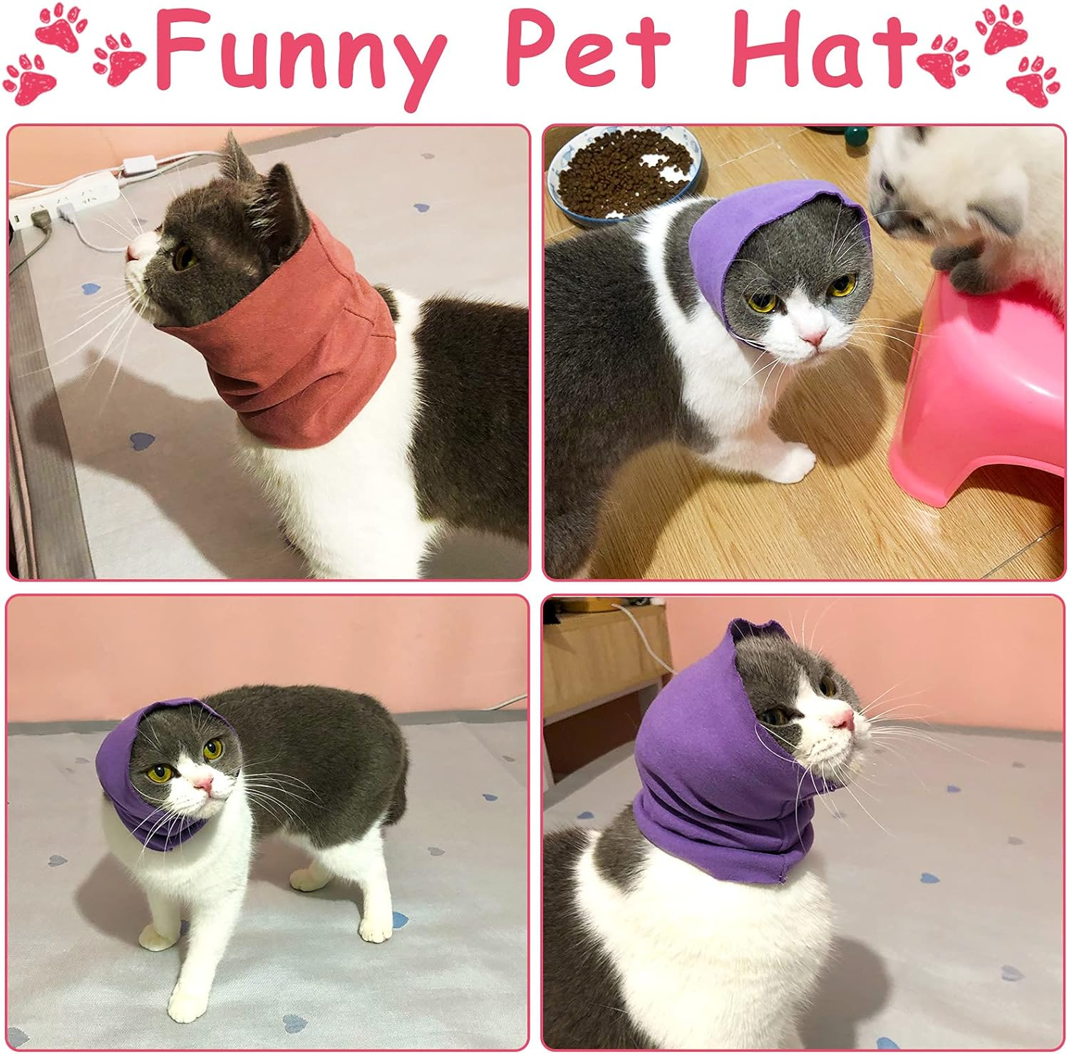 Sadnyy 3 Pcs Dog Ear Muffs Noise Protection Covers Hearing Wrap Earmuff Winter Scarf (Black, Pink, Purple,Small) image number 5