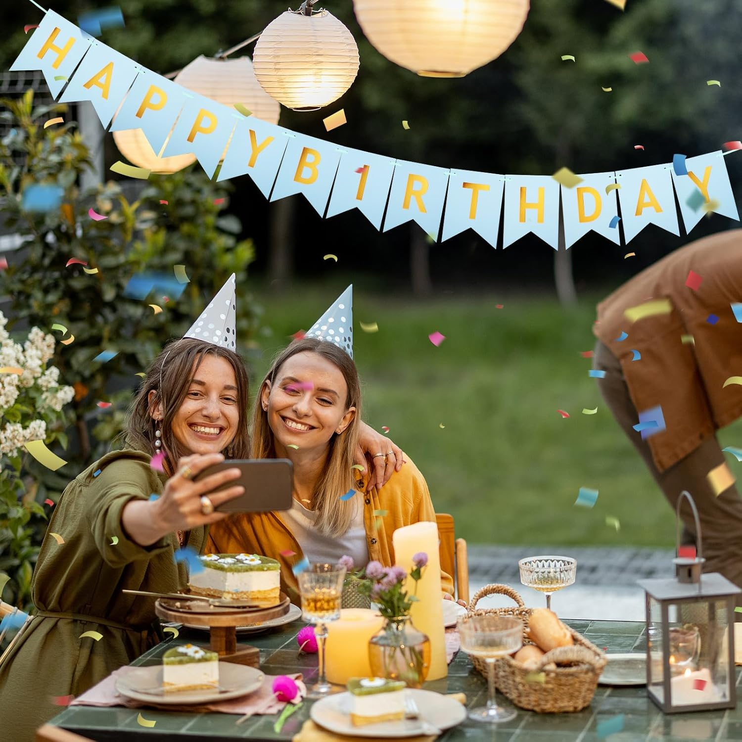 Bighan 5M Happy Birthday Banner Birthday Garland Party Decorations Birthday Signs Hanging Decor Kids' Birthday Party Banners, Blue