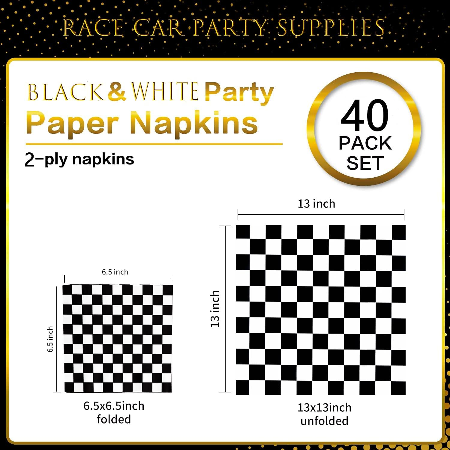 40Pcs Checkered Flag Napkins Race Car Birthday Party Supplies Disposable Racing Party Napkins Black and White Dessert Paper Napkins for Baby Shower Racing Themed Party Decorations Favors image number 3
