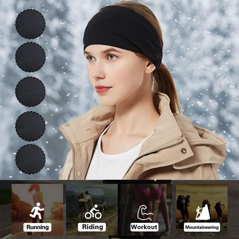 Sports Headbands for Men (5 Pack),Moisture Wicking Workout Headband, Sweatband Headbands for Running,Cycling,Football,Yoga,Hairband for Women and Men image number 5