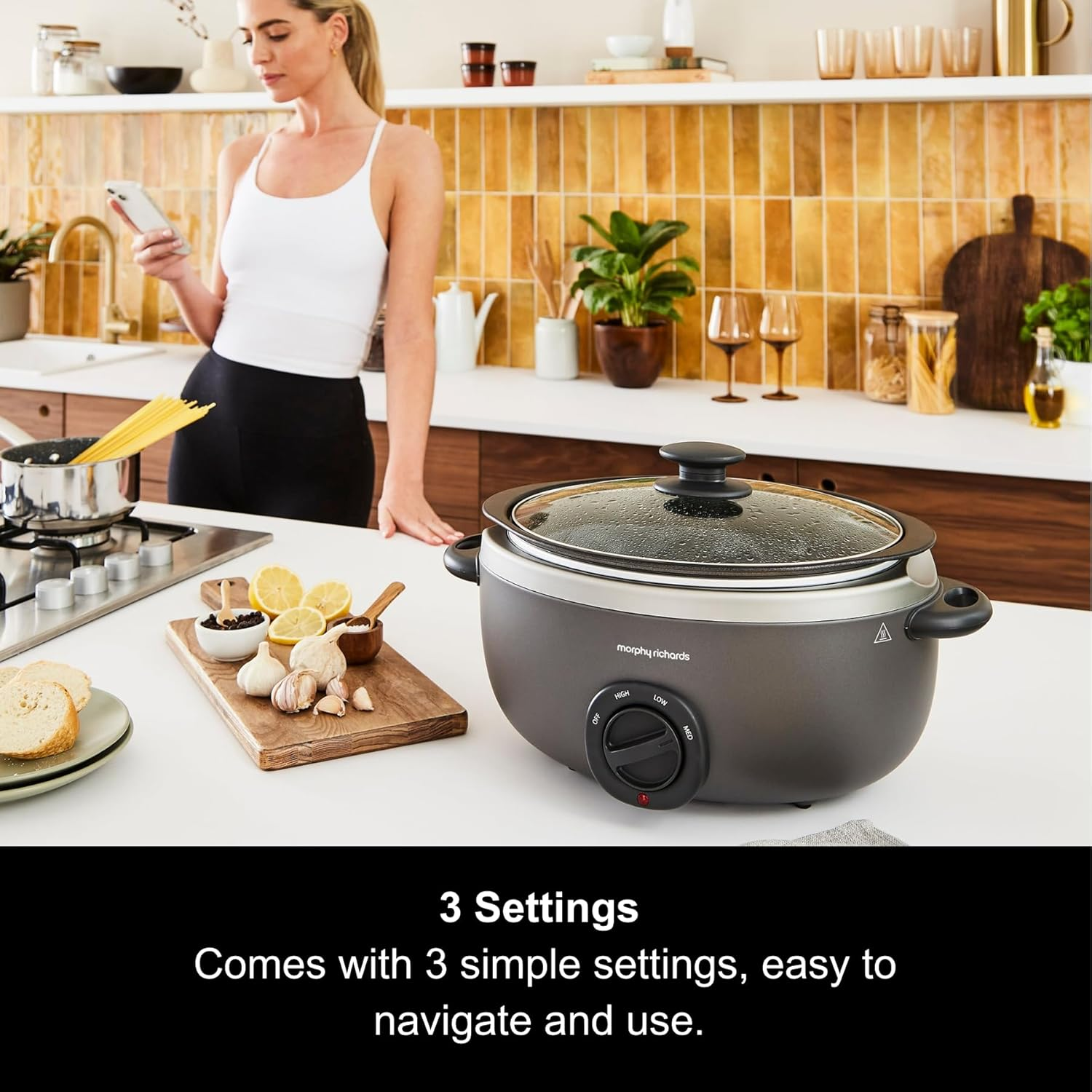 Morphy Richards 461022 Slow Cooker, Aluminium, 240 W, 6.5 Liters, Titanium image number 4