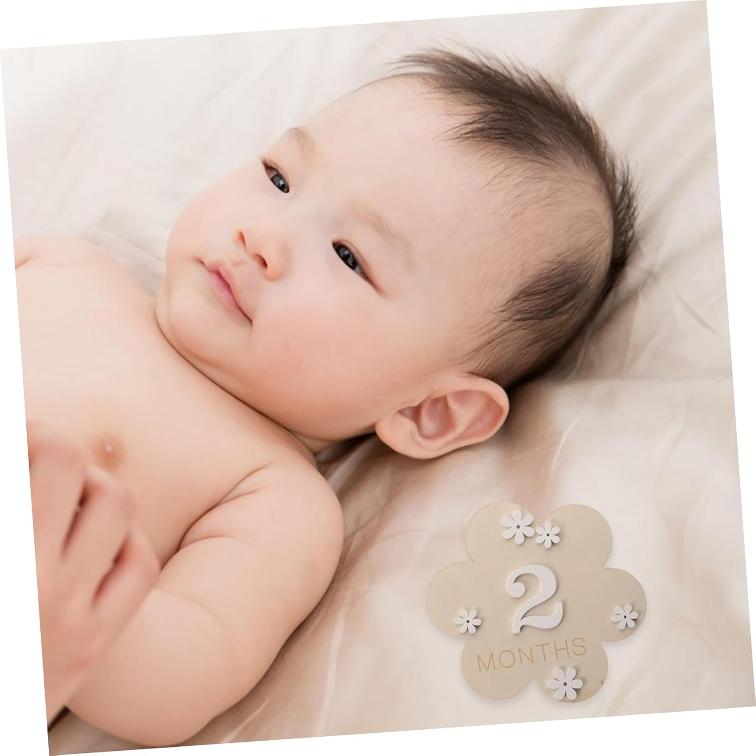 Wood Baby Milestone Flowers Baby Announcement Sign Newborn Monthly Photo Prop Growth Record Board Nursery Decoration 2Pcs Set image number 5