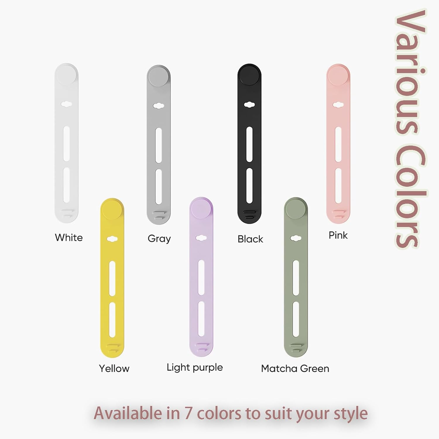 ONBPIY Reusable Silicone Cable Ties 14Pcs 7 Colors Adjustable Cord Organiser & Wire Organiser for Phone Charger Computer Cables image number 3