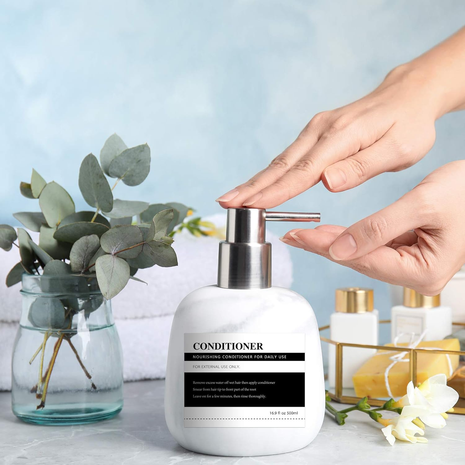 18 Pieces Waterproof Label Stickers for Dispenser Bottles Farmhouse Label Shampoo Dispenser Stickers for Kitchen Bathroom (2.76 X 3.54 Inch) image number 3