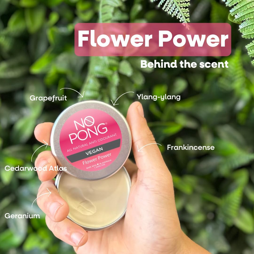 No Pong Flower Power Vegan All-Natural Deodorant, Cream Deodorant, Paraben-Free, Aluminium-Free, Plastic-Free, 35G image number 2