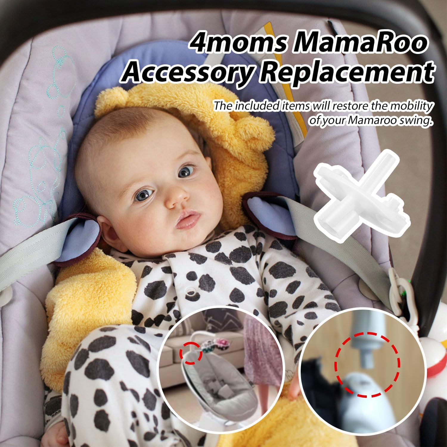 Mobile Connector Replacement for 4Moms Mamaroo, Toy Pole Bar Conversion Attachment Compatible with 4Moms Mamaroo'S Model 1037 Toy Stand Accessories Parts