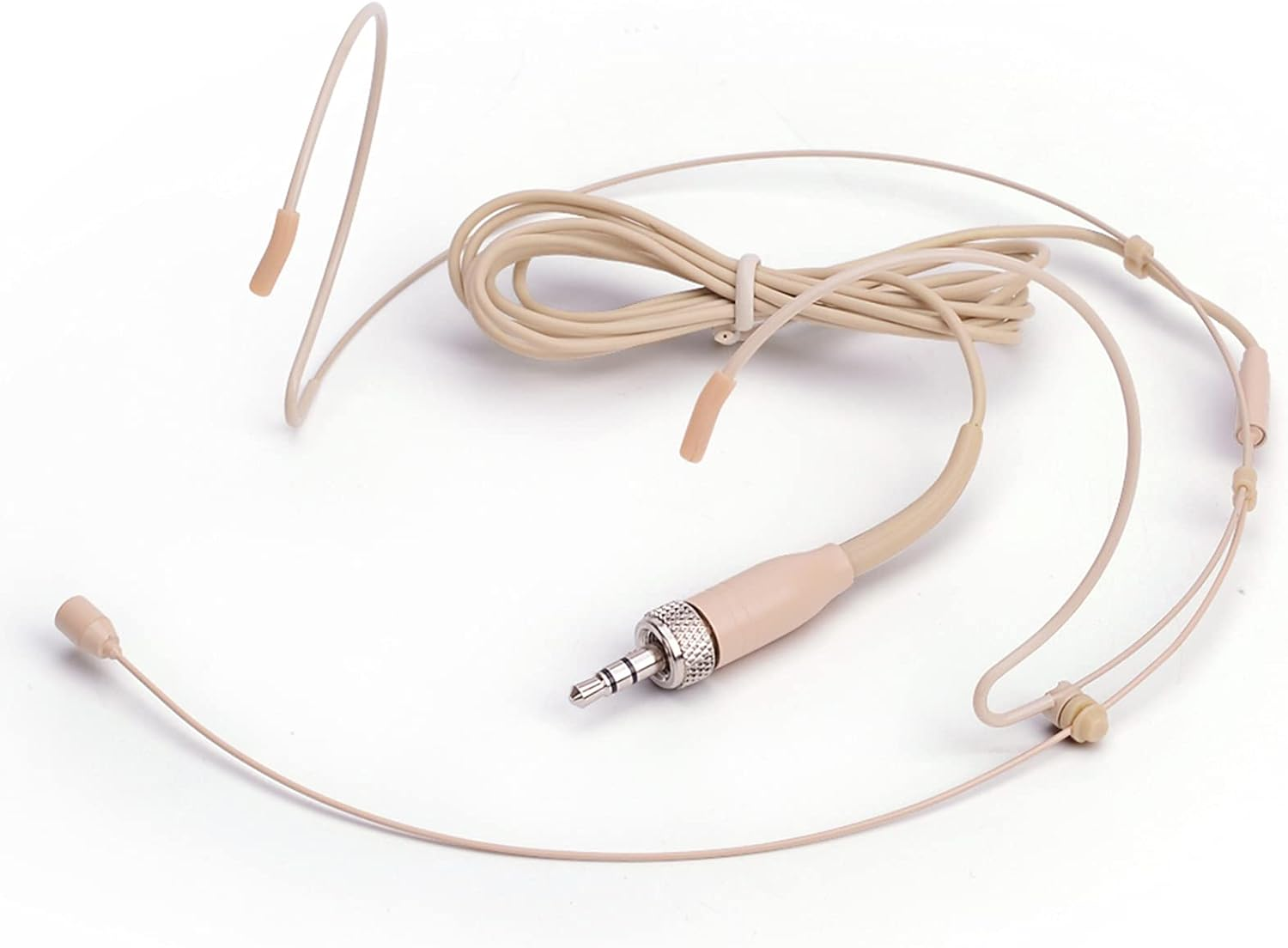 Headset/Headworn Microphone &ndash; 3.5Mm Screw Lock Microphone for Sennheiser Wireless System & Bodypack Transmitter-Beige Dual Earhook Omnidirectional Headset Head Mic image number 6