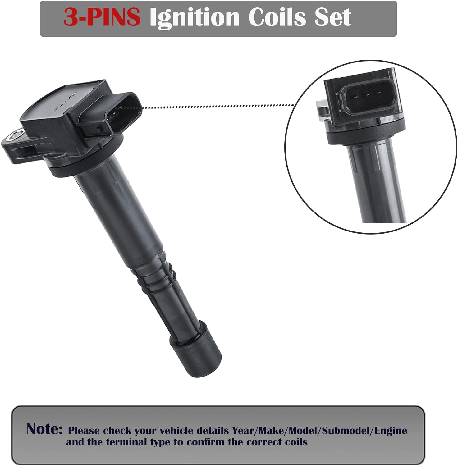 Set of 4 Ignition Coil Pack Fits for L4 2.4 2.0 2002 2003 2004 2005 2006 2007 2008 2009 Honda CRV Accord Civic SI Element S2000 Acura RSX CSX Coil Pack Replaces UF311 UF583 C1382 image number 3